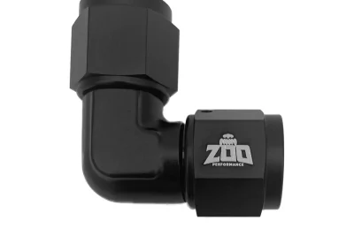 AN 90 DEG FEMALE TO FEMALE SWIVEL HOSE END